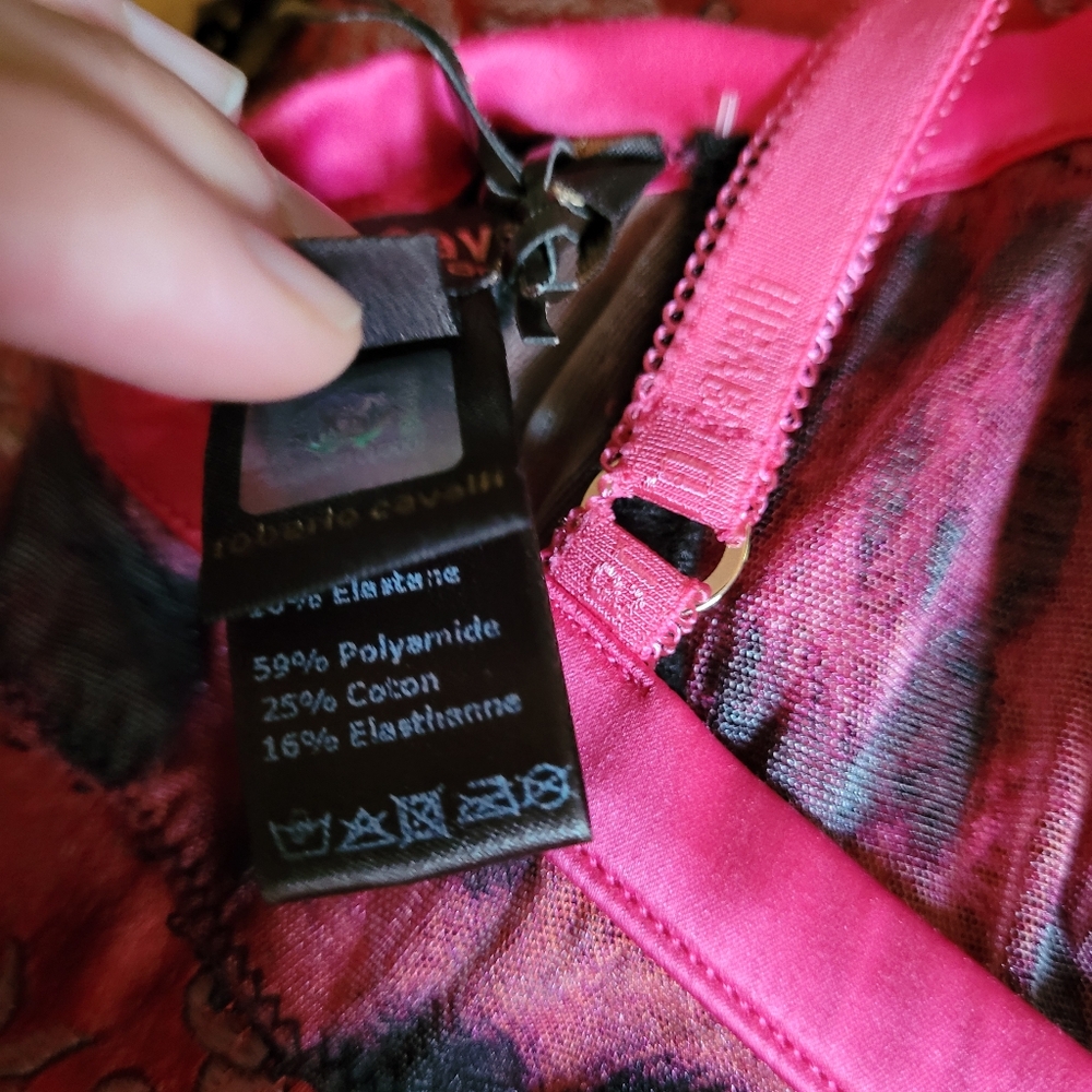 Roberto Cavalli Pink and Black Lace Bra - Picture 7 of 7
